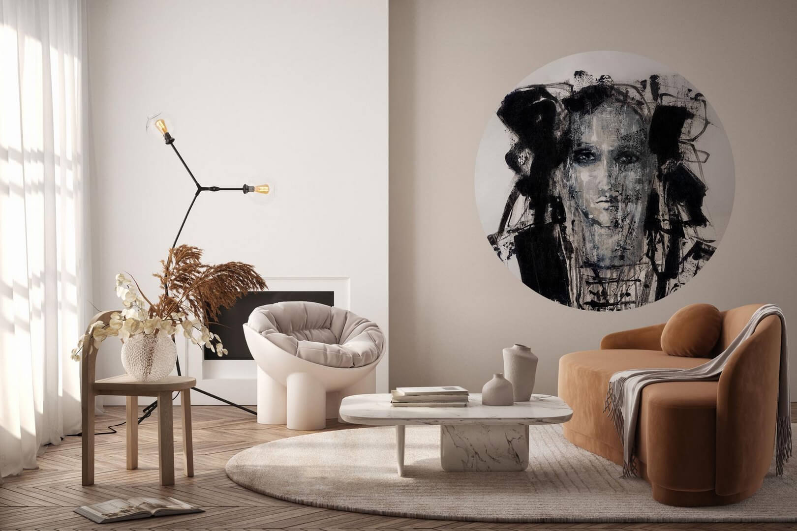 Mural okrągły portret kobiety Wall Art Carmen Koło