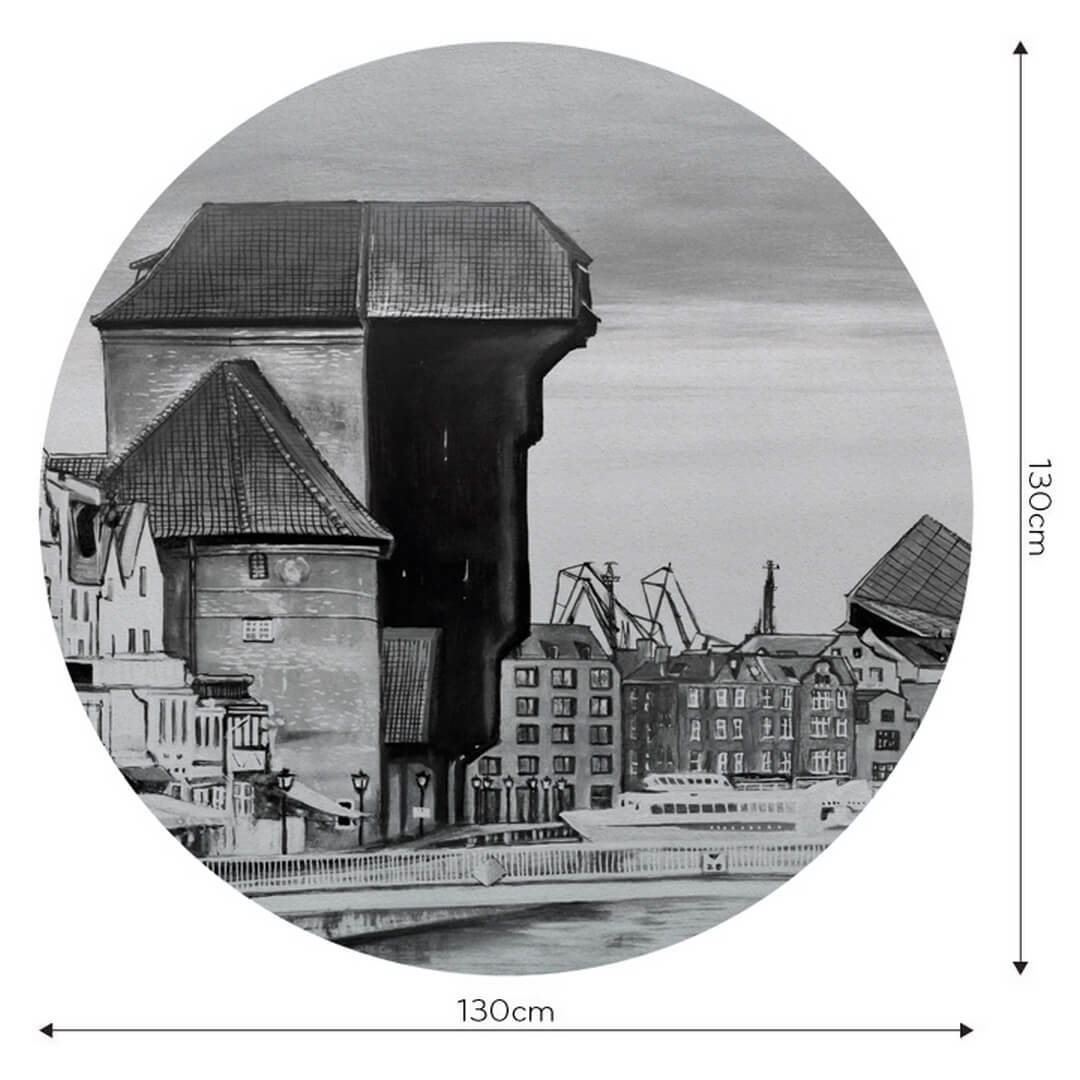 Mural okrągły miasto Wall Art Crane Koło