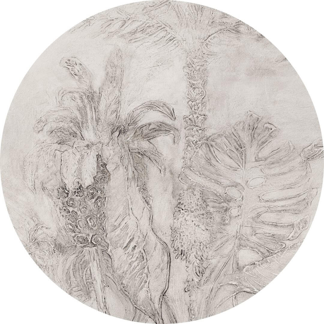 Mural okrągły tropikalne liście Wall Art Esotico Beige Koło
