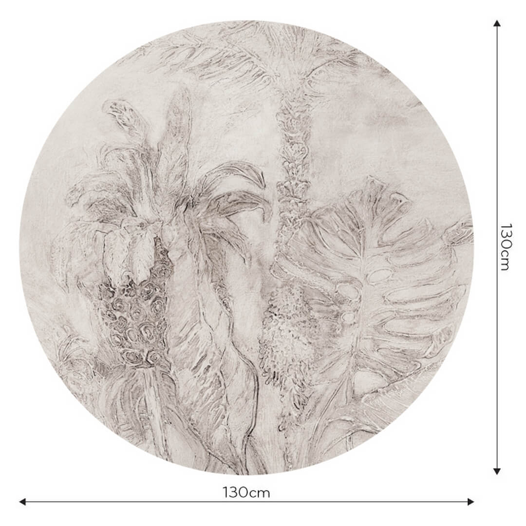 Mural okrągły tropikalne liście Wall Art Esotico Beige Koło