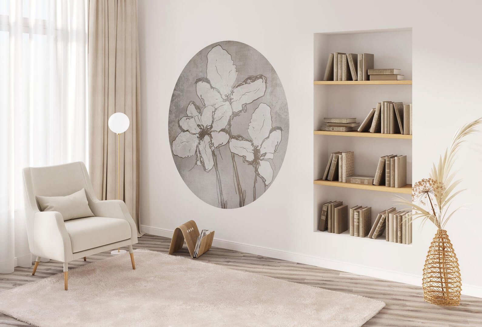 Mural okrągły kwiaty Wall Art Iris Koło