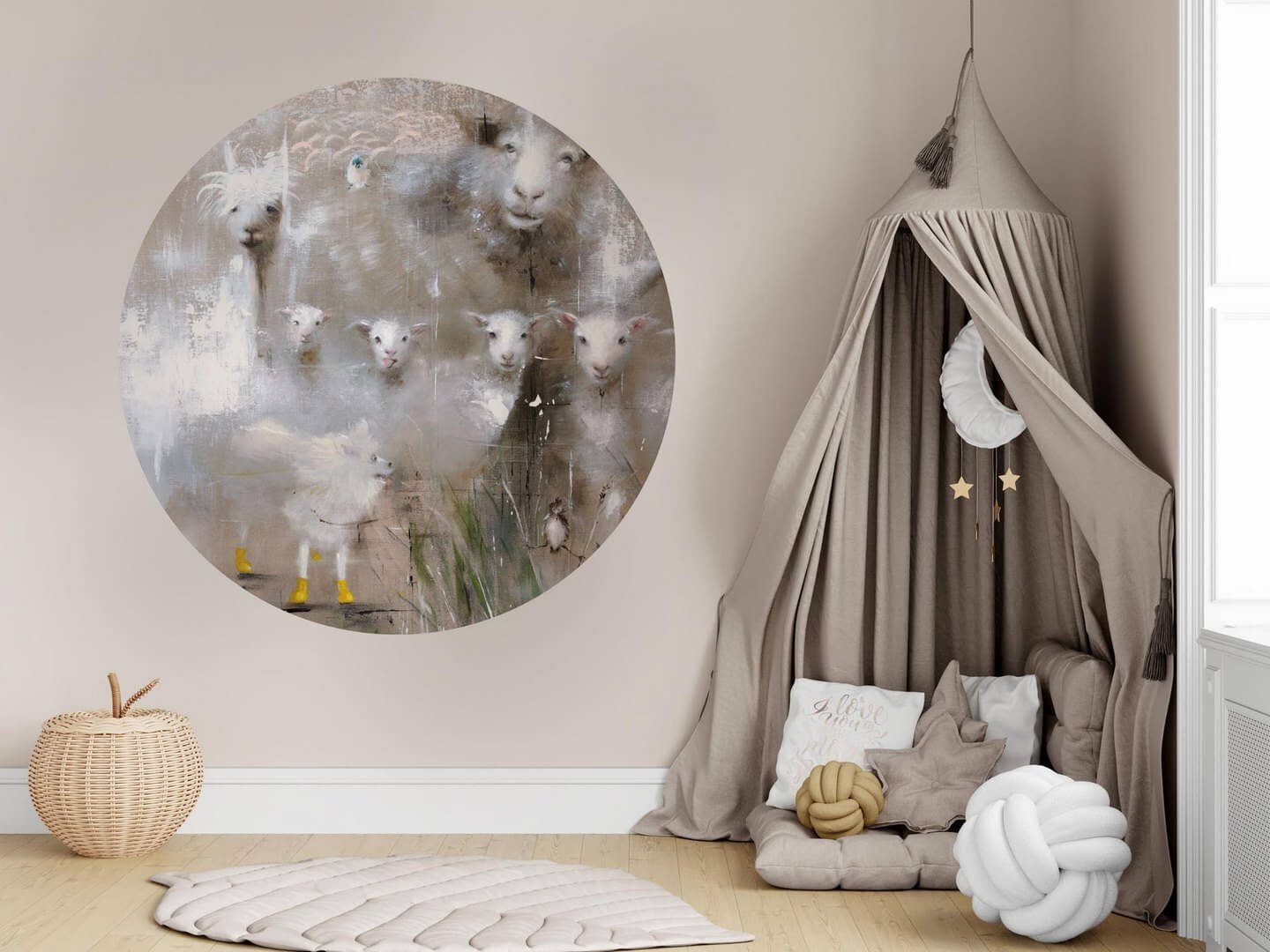 Mural okrągły artystyczny ze zwierzętami Wall Art Lana Koło