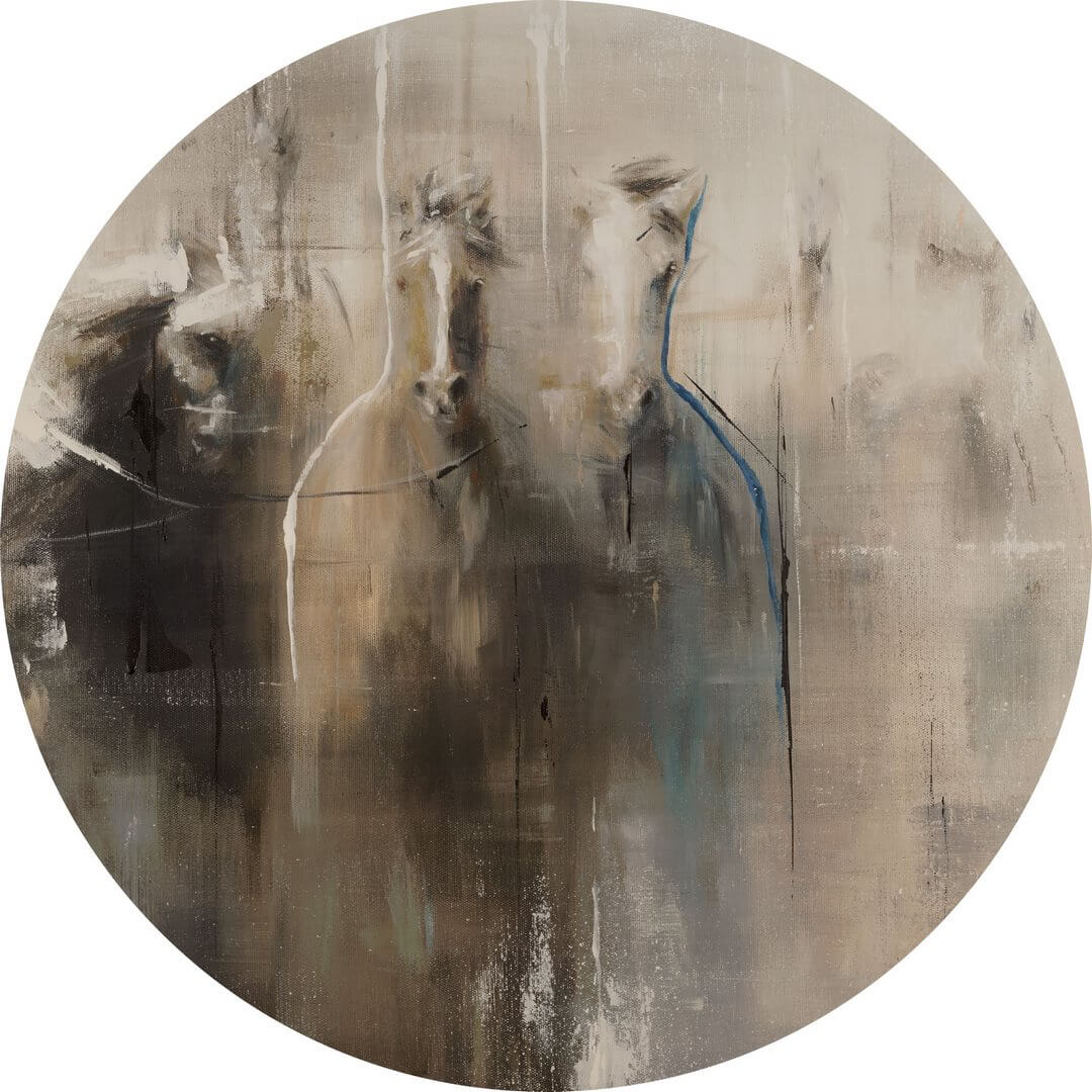 Mural okrągły artystyczny z końmi Wall Art Liberta Koło