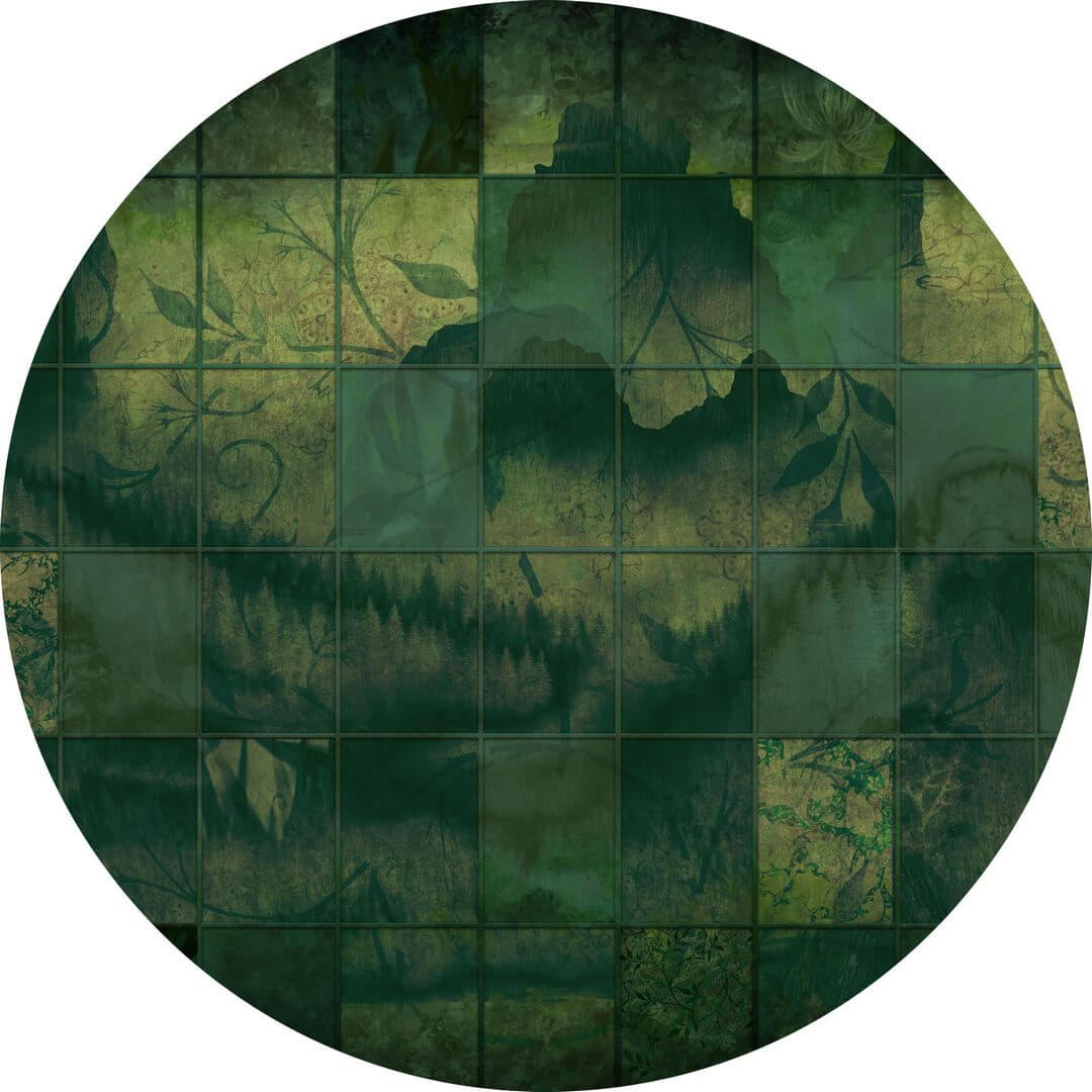 Mural okrągły z industrialnymi oknami Wall Art Mattonelle Koło