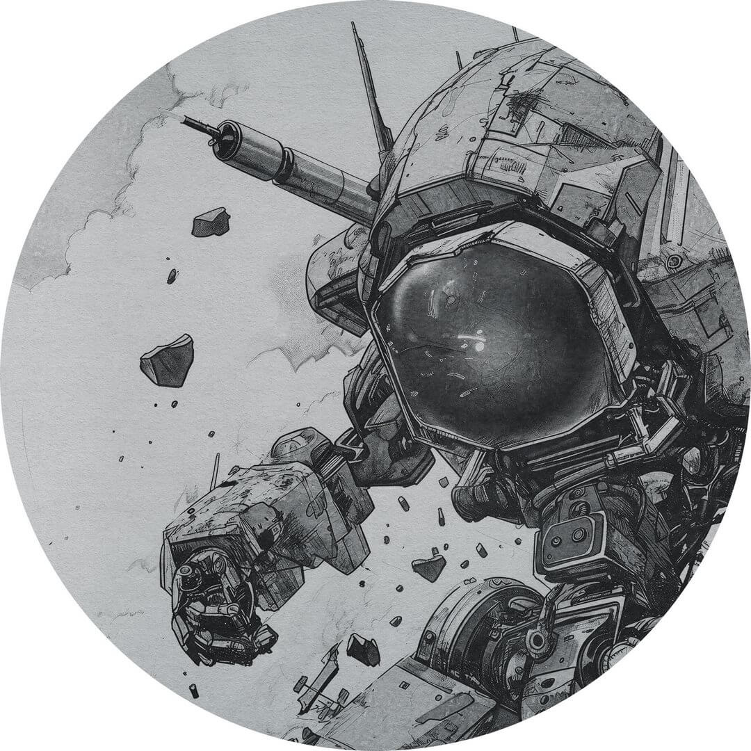 Mural okrągły robot Wall Art Mecha Koło