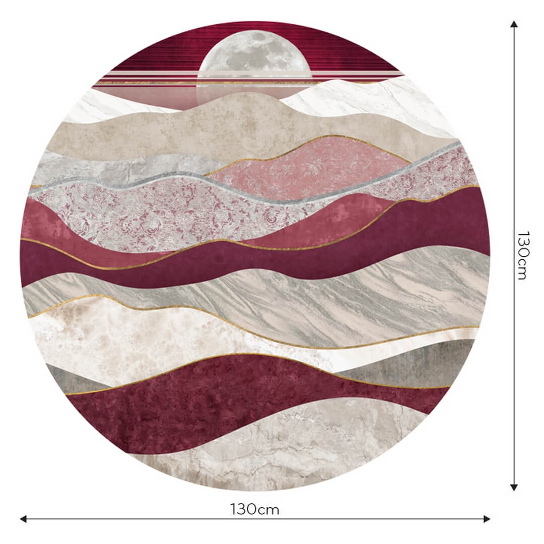Mural okrągły abstrakcyjne fale Wall Art Merlot Koło