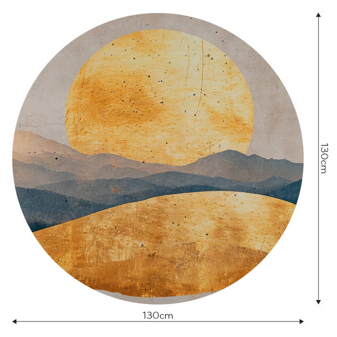 Mural okrągły abstrakcyjne fale i słońce Wall Art Oka Koło