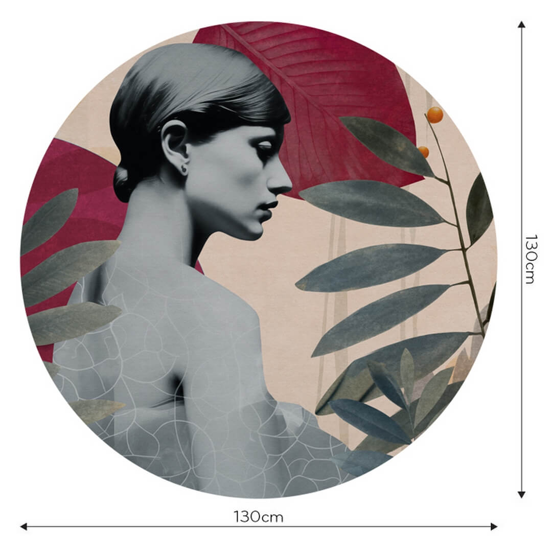 Mural okrągły portret kobiety Wall Art Onna Burgundy Koło