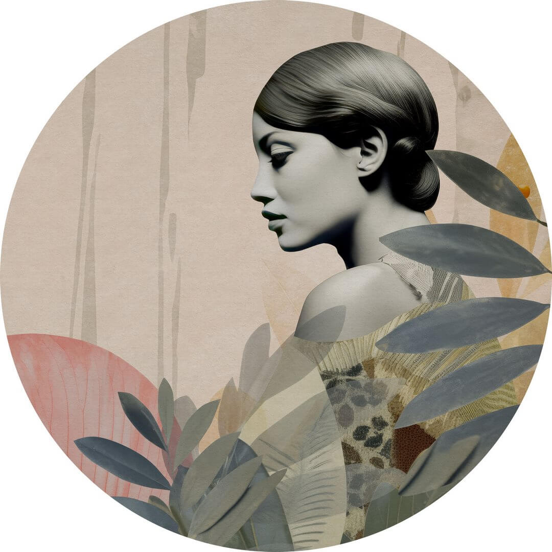 Mural okrągły portret kobiety Wall Art Onna Olive Koło