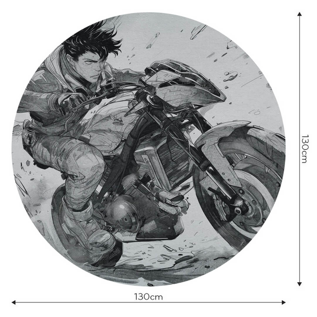 Mural okrągły motocyklista anime Wall Art Raida Koło