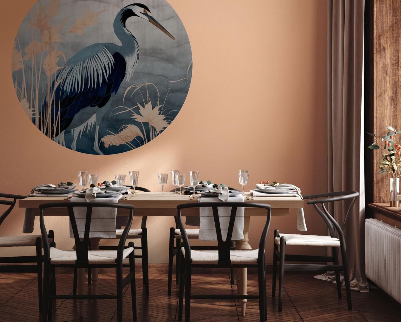 Mural okrągły czapla Wall Art Senzai Koło