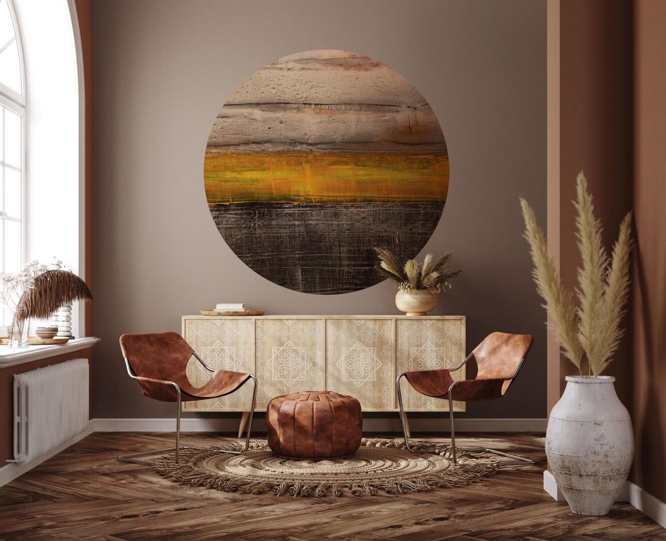 Mural okrągły abstrakcyjny Wall Art Sunset Koło