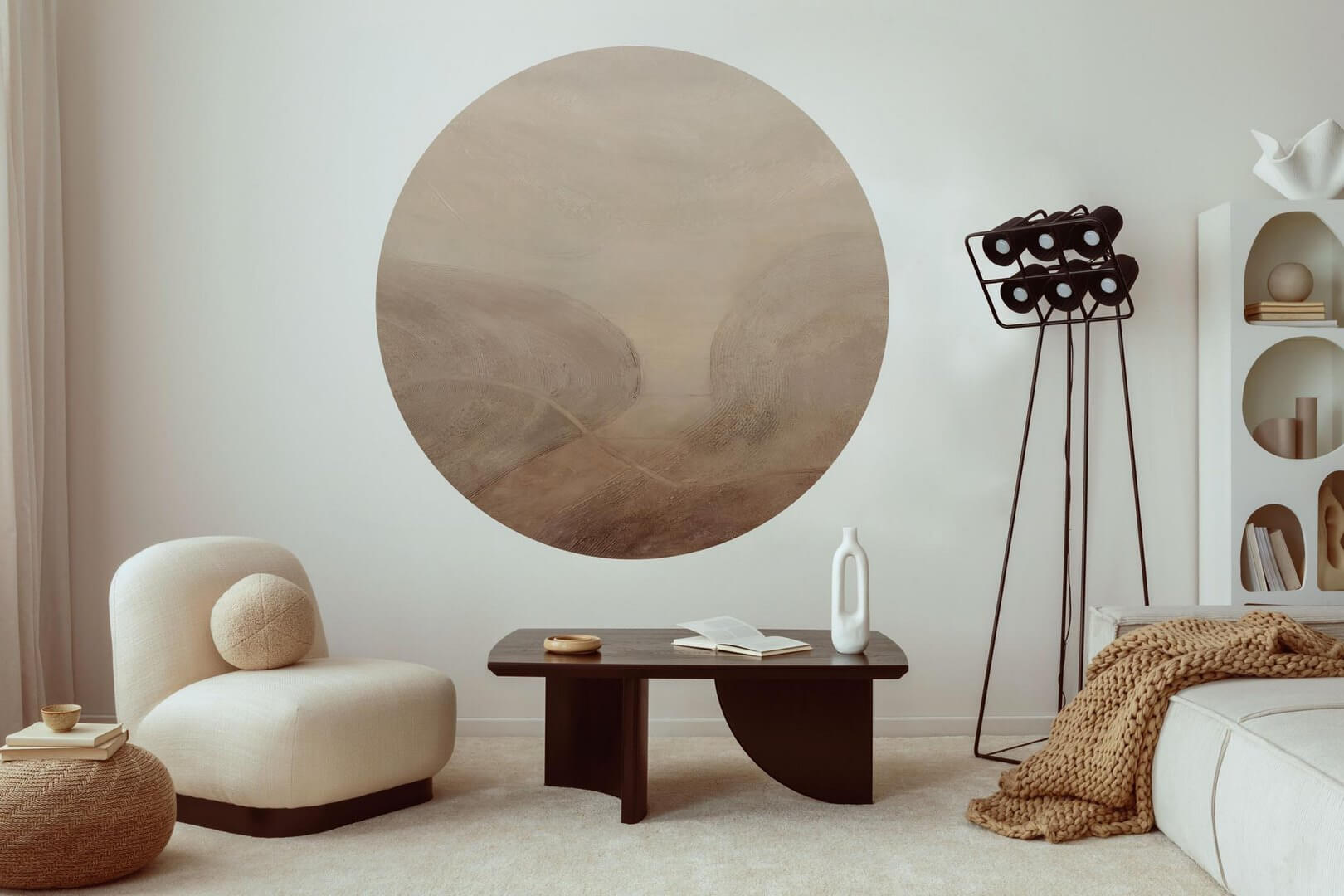 Mural okrągły abstrakcyjny Wall Art Tiramisu Koło