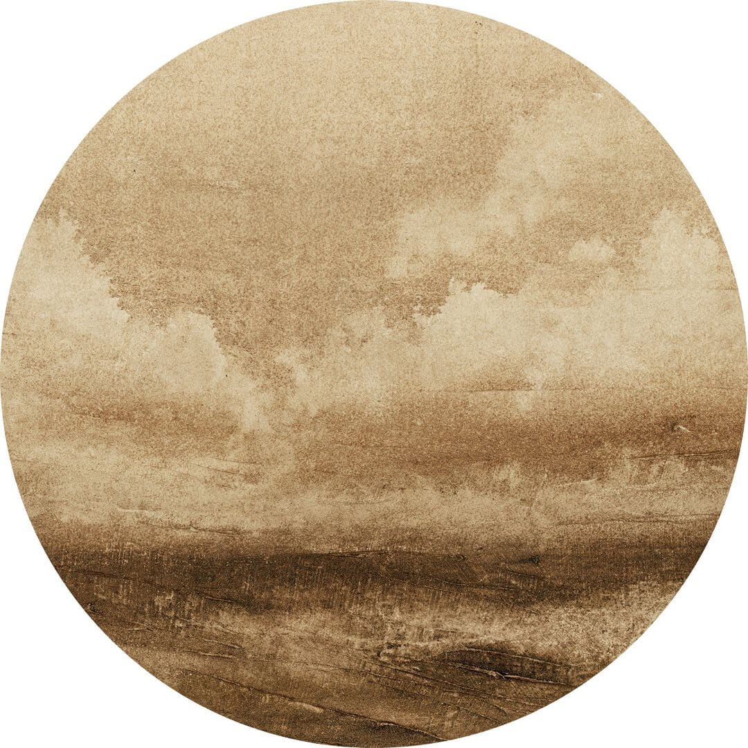 Mural okrągły abstrakcyjne chmury Wall Art Tormenta Koło