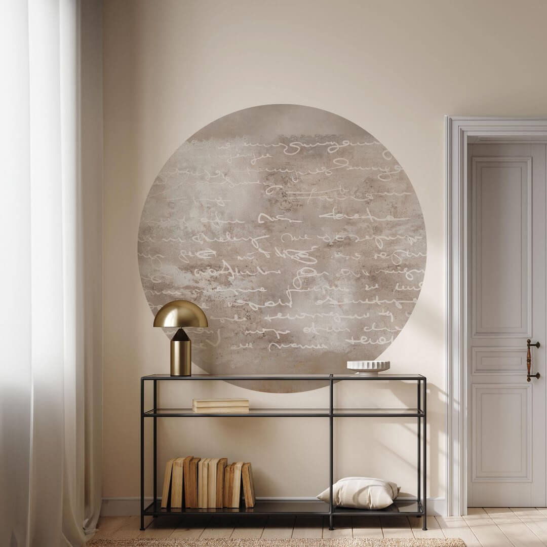 Mural okrągły fragment listu na surowym tle Wall Art Vinci Koło