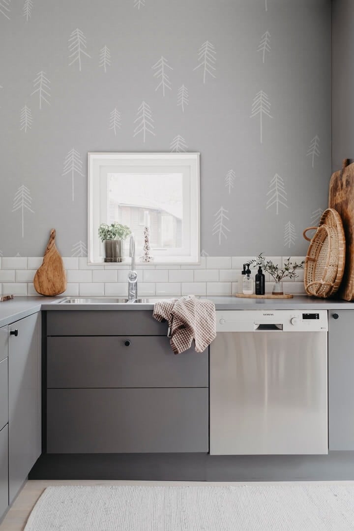 Fototapeta drzewa Rebel Walls R20638 Tall Gray Fine Little Day