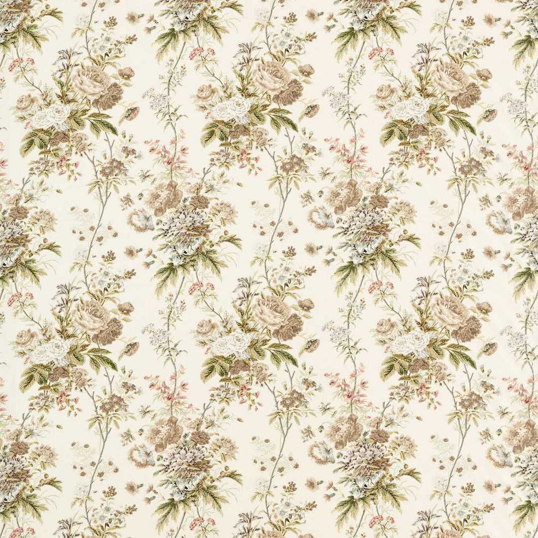 Tkanina lniana z roślinnym wzorem Sanderson 227174 Lakeland Paradis Giles Deacon