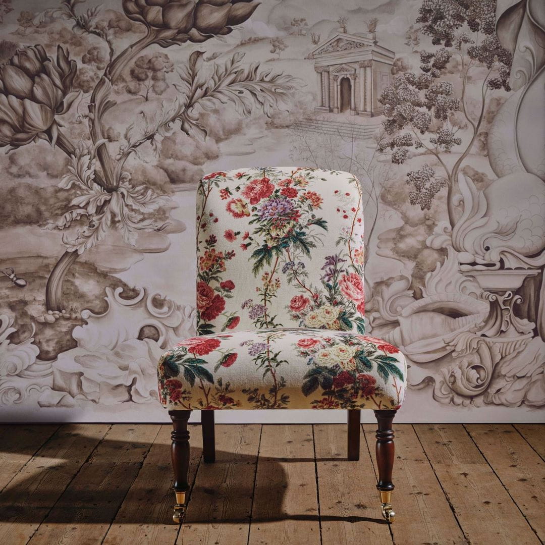 Tkanina welurowa z roślinnym wzorem Sanderson 227175 Lakeland Paradis Velvet Giles Deacon