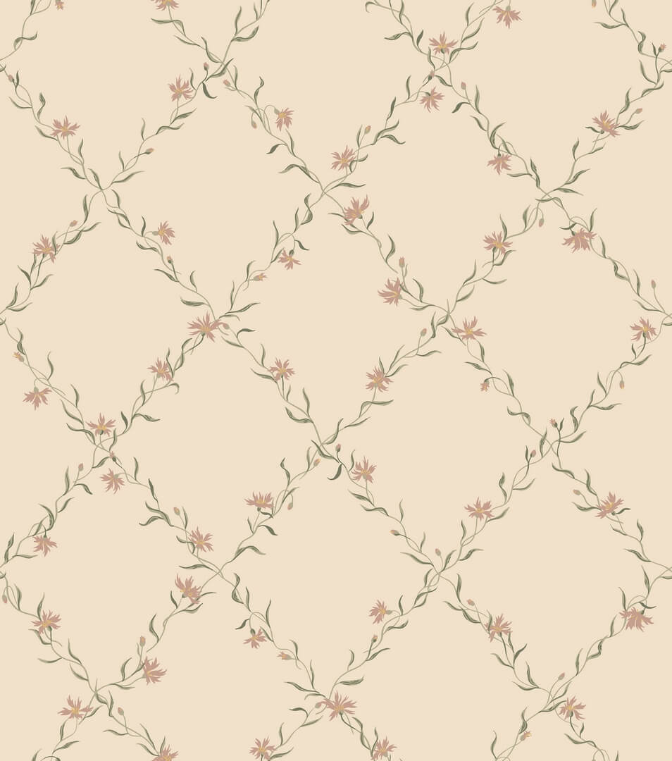 Tapeta roślinna kratownica Sandberg S10458 Ewa Dusty Pink Ett Hem, Öland