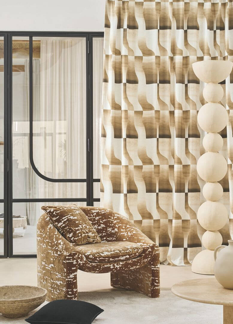 Tkanina z geometrycznym wzorem Camengo 49470328 Hyalin Evanescence