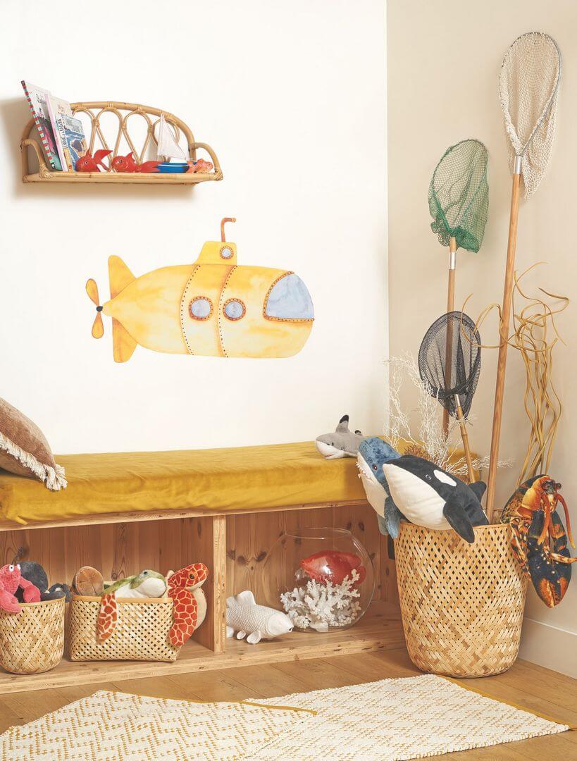 Dekoracja ścienna łódź podwodna Casadeco OUTD 200992323 Yellow Submarine Once Upon A Time 2