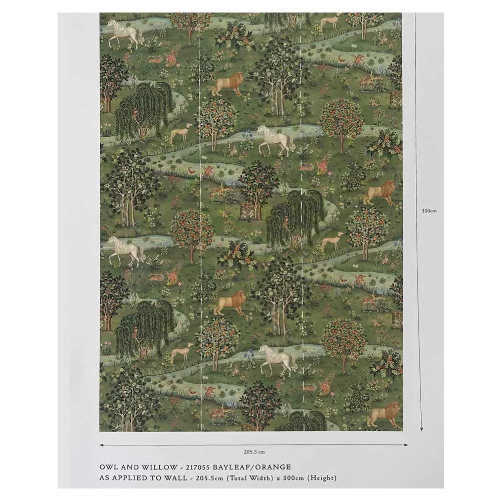 Tapeta botaniczny krajobraz Morris & Co. 217055 Owl & Willow Compilation