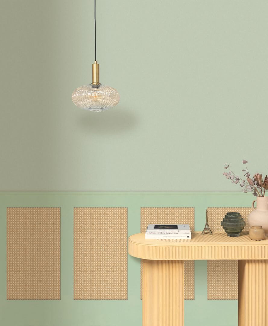 Mural jak boazeria z rattanową plecionką Caselio RLF 106237007 Canework Base S Reliefs