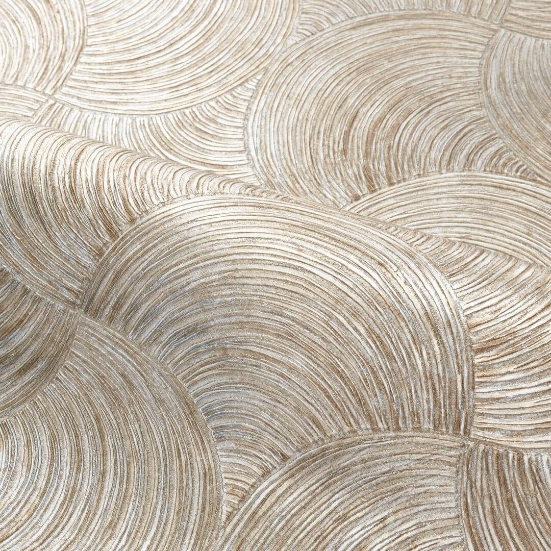 Tapeta zaokrąglone palmety na metalicznej folii Casamance 76620100 Aphelie Magnitude – Textures