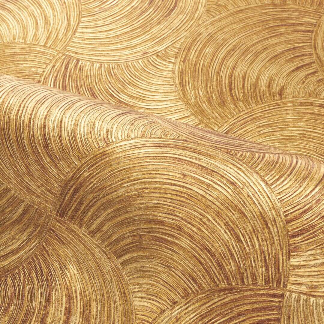 Tapeta zaokrąglone palmety na metalicznej folii Casamance 76620406 Aphelie Magnitude – Textures
