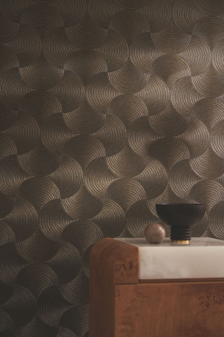 Tapeta zaokrąglone palmety Casamance 76630814 Meteore Magnitude – Textures