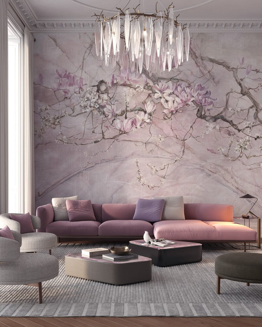 Fototapeta kwitnące gałęzie magnolii Wonderwall Belezza 35032608
