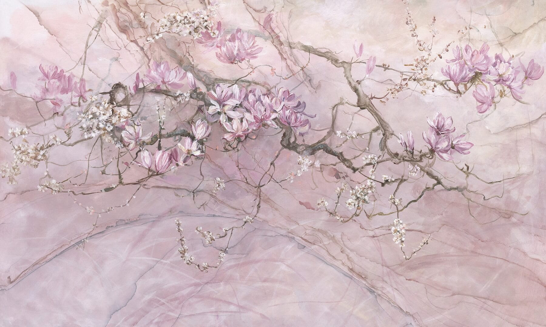 Fototapeta kwitnące gałęzie magnolii Wonderwall Belezza 35032605