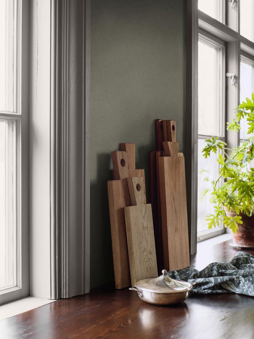 Tapeta minimalistyczna imitująca tkaninę Boras Tapeter 6130 Canvas Olive Shades