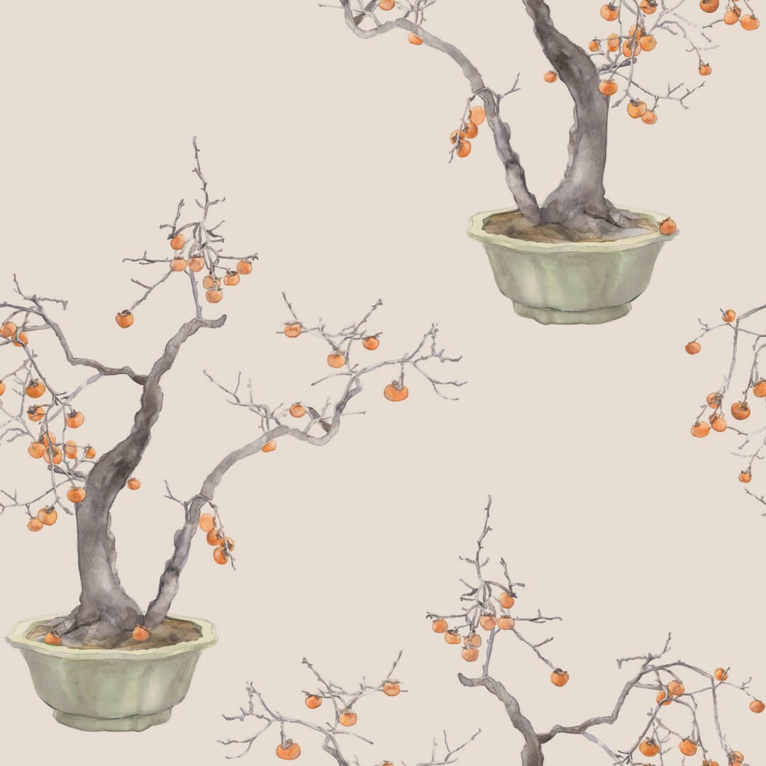 Tapeta drzewka w doniczkach Cole & Son Kaki Persimmon 126/2005 Shinrin Yoku