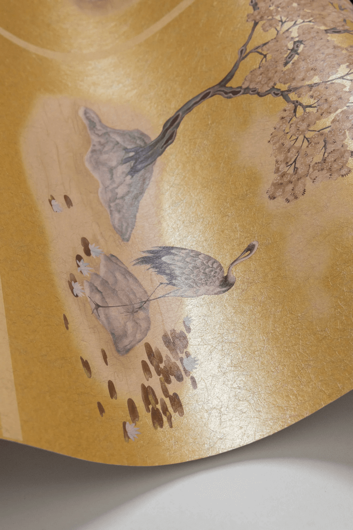 Tapeta sceny japońskiego ogrodu złota Cole & Son Tile Toile Gilded 126/10038 Shinrin Yoku