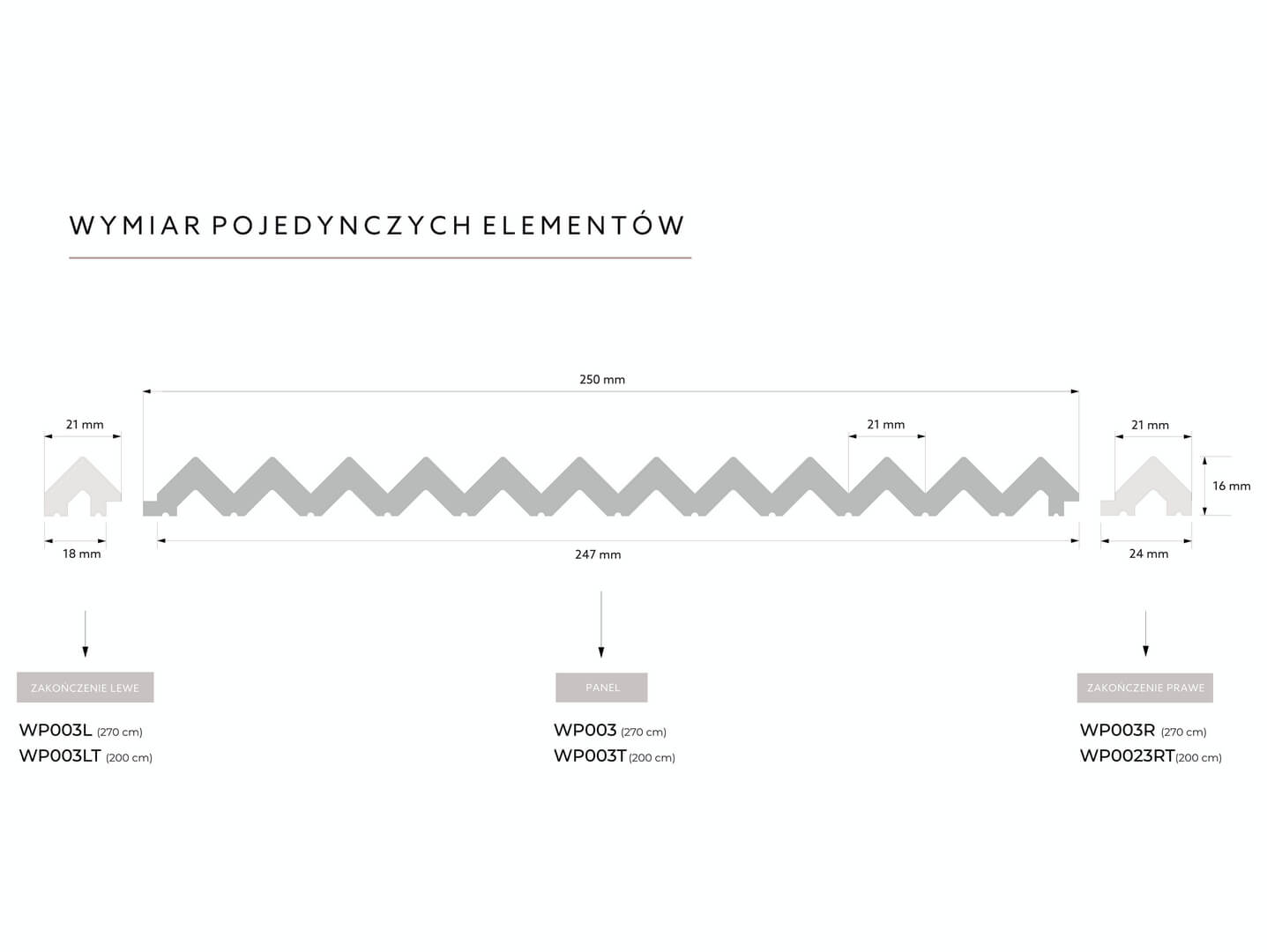 Panel ścienny 3D trójkąty malowany na biało WP003TP Vivid Mardom Decor - wys. 200 cm