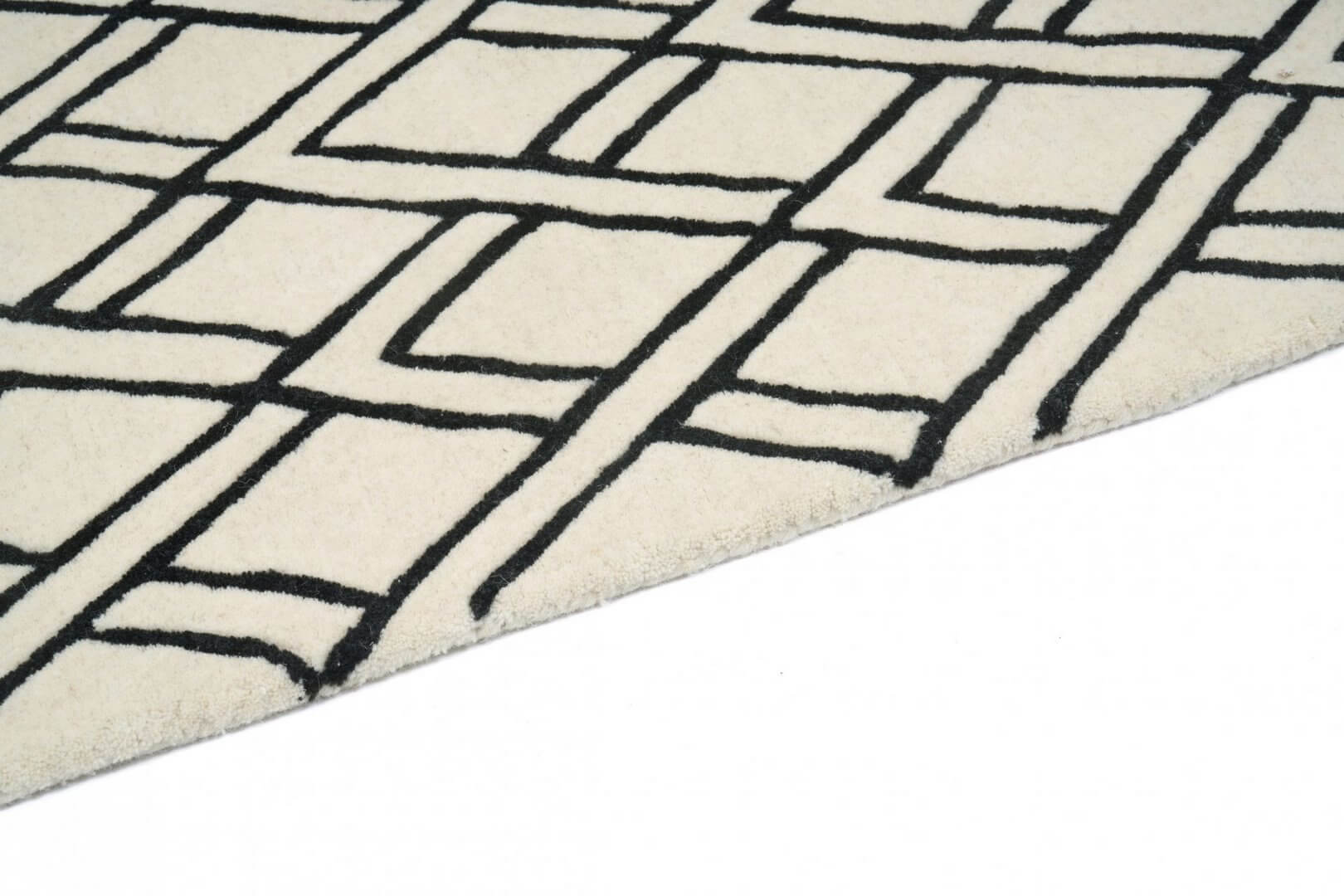 Dywan wełniany z geometrycznym wzorem BROOKLYN BLACK Handmade Collection Carpet Decor Fargotex