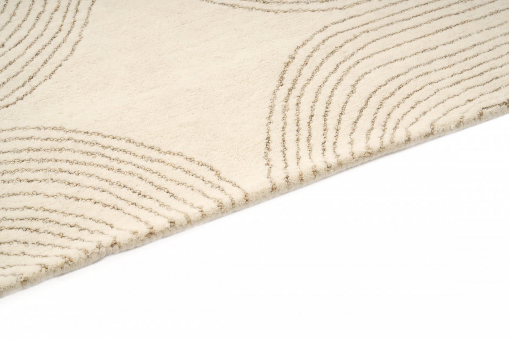 Dywan wełniany geometryczny linie ORNATE BEIGE Handmade Collection Carpet Decor Fargotex