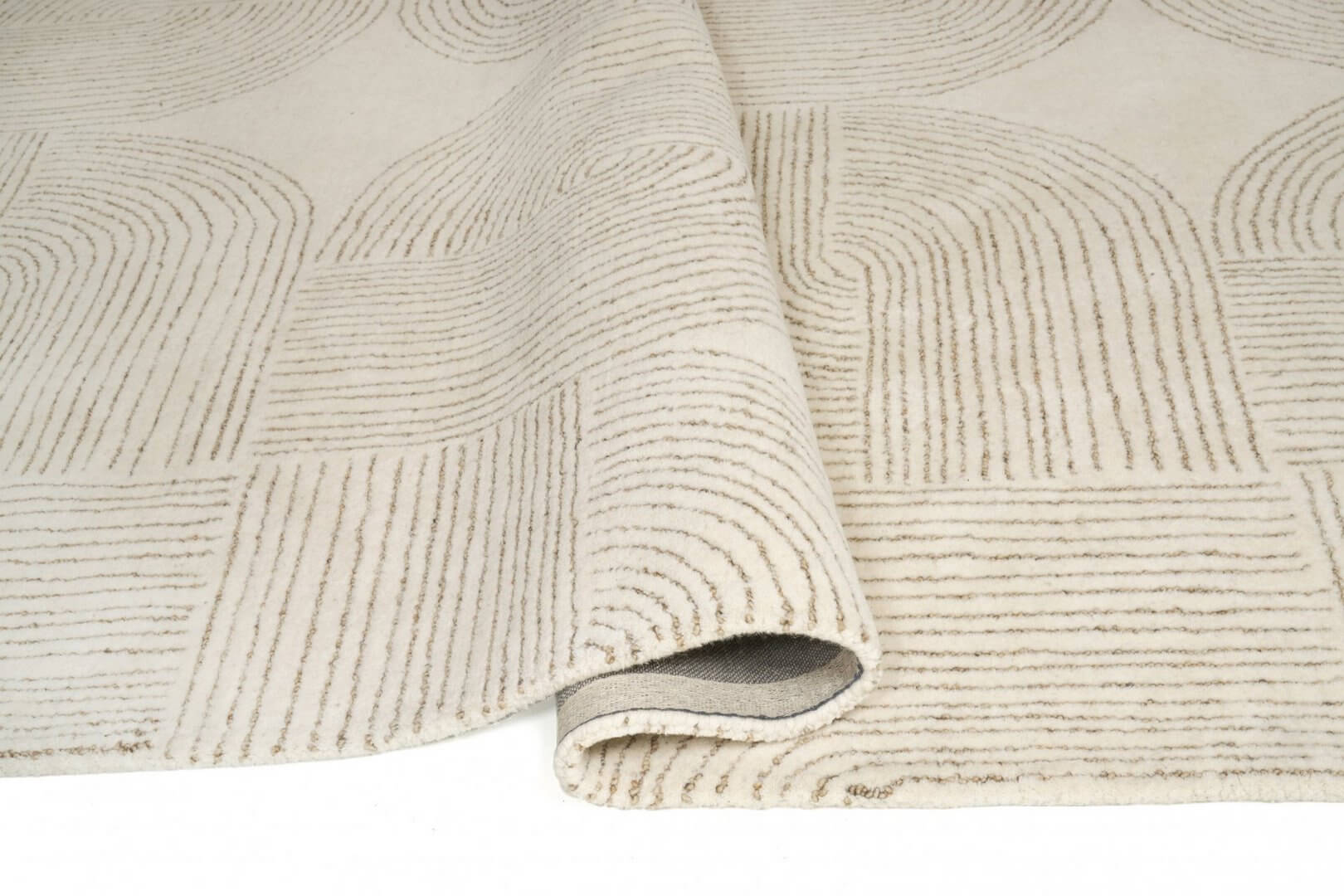Dywan wełniany geometryczny linie ORNATE BEIGE Handmade Collection Carpet Decor Fargotex