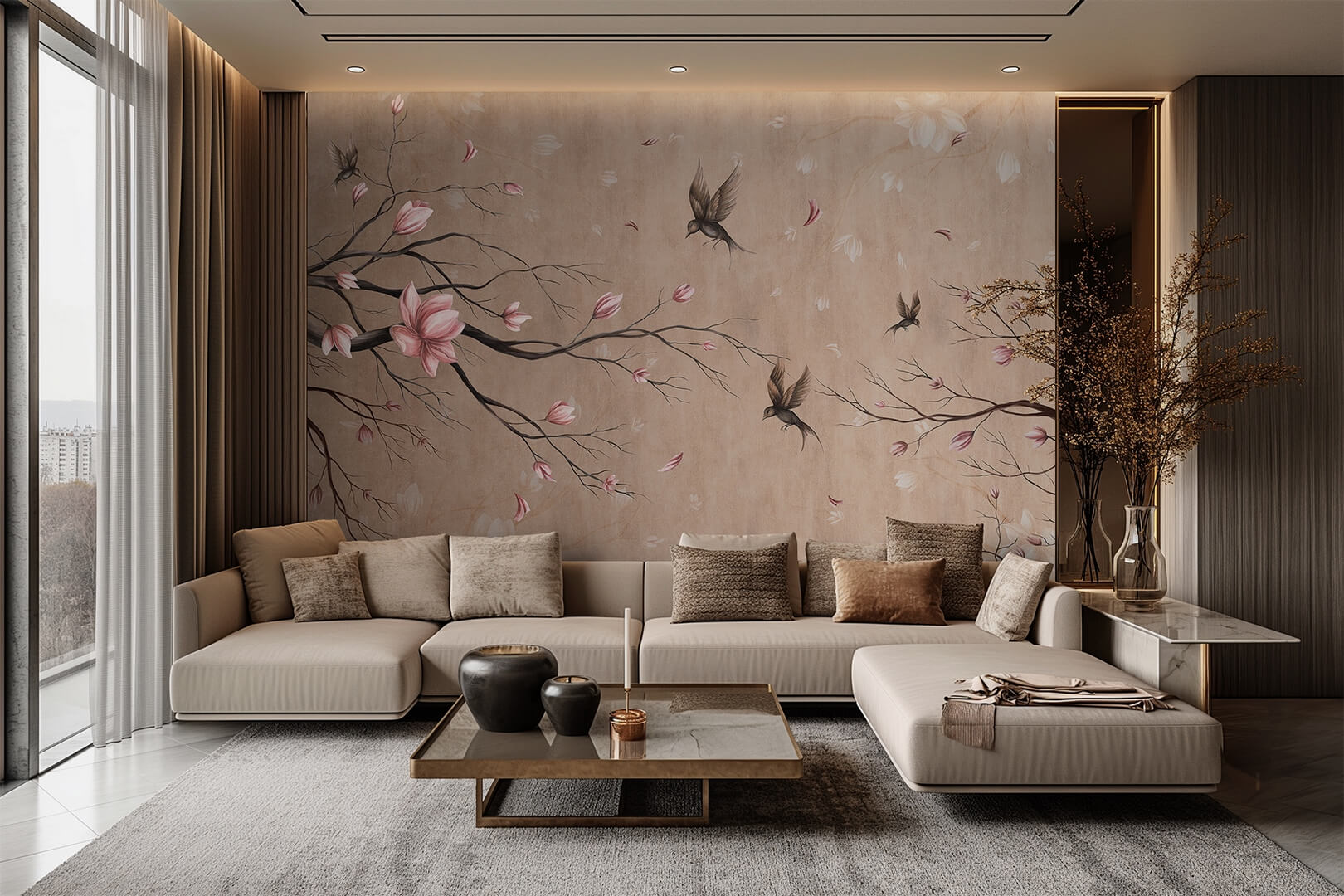 Fototapeta gałązki wiśni i ptaki Lorenso TPA 0124 0051 00 Sakura