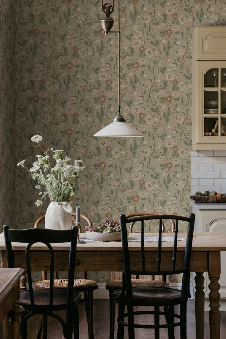 Tapeta roślinne pnącza Sandberg S10499 Ulla Garden Green Snickarglädjen & Lovisaslind