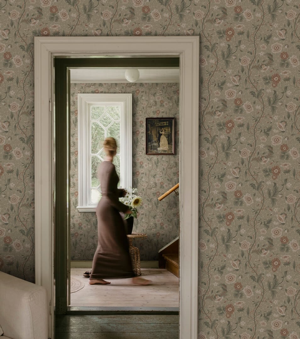 Tapeta roślinne pnącza Sandberg S10499 Ulla Garden Green Snickarglädjen & Lovisaslind