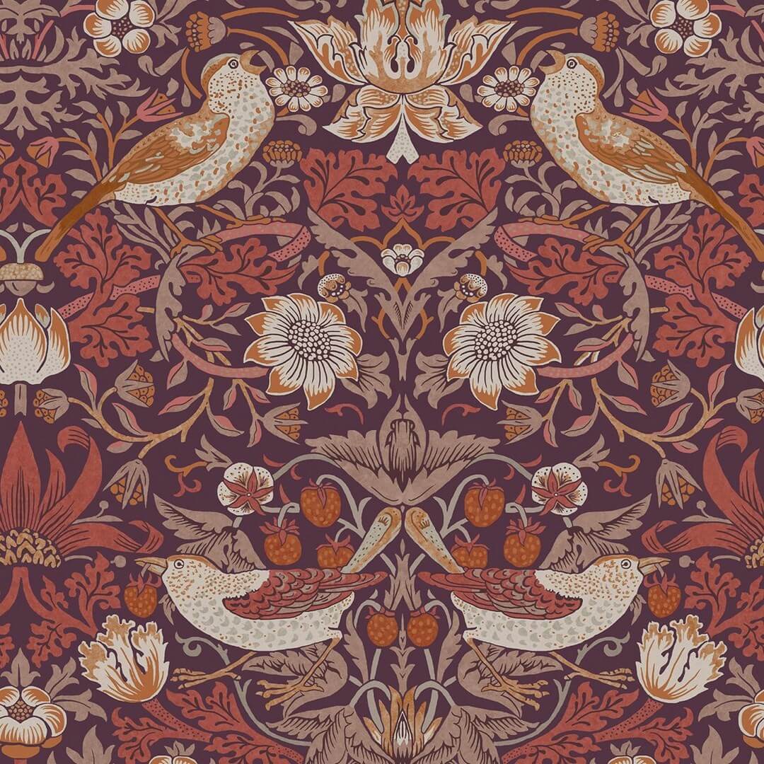 Tapeta botaniczna "Złodziej truskawek" Graham & Brown Strawberry Thief 124229 William Morris At Home