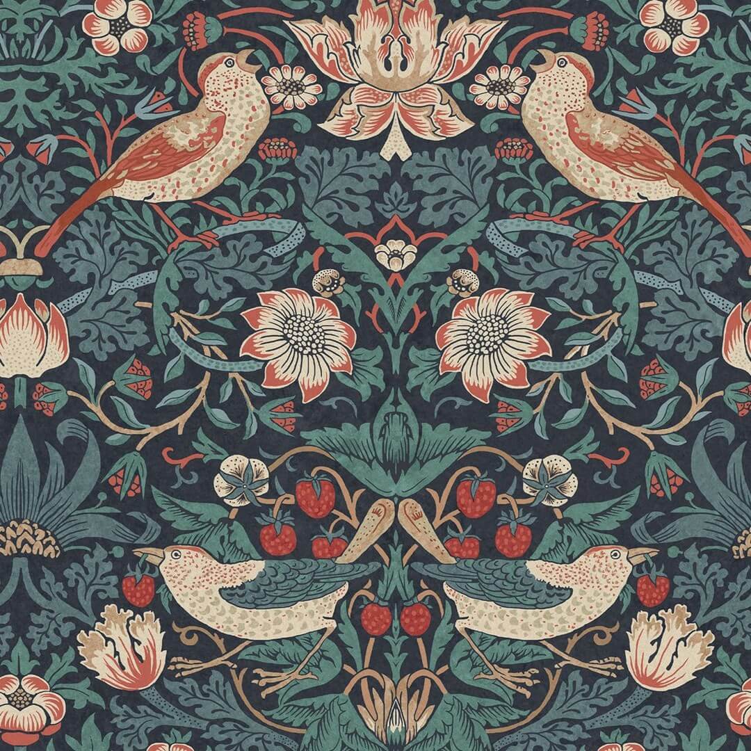 Tapeta botaniczna "Złodziej truskawek" Graham & Brown Strawberry Thief 124231 William Morris At Home