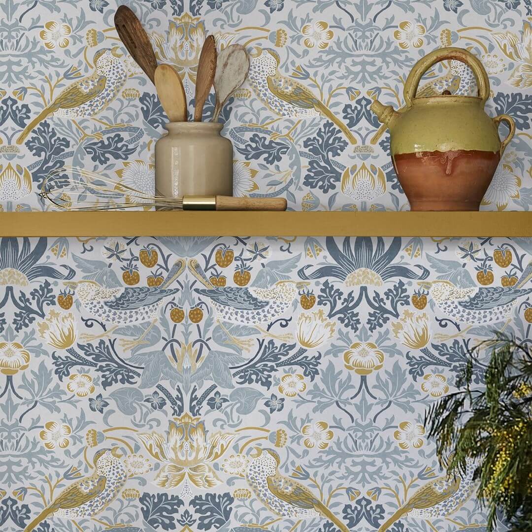 Tapeta botaniczna "Złodziej truskawek" Graham & Brown Strawberry Thief 124232 William Morris At Home