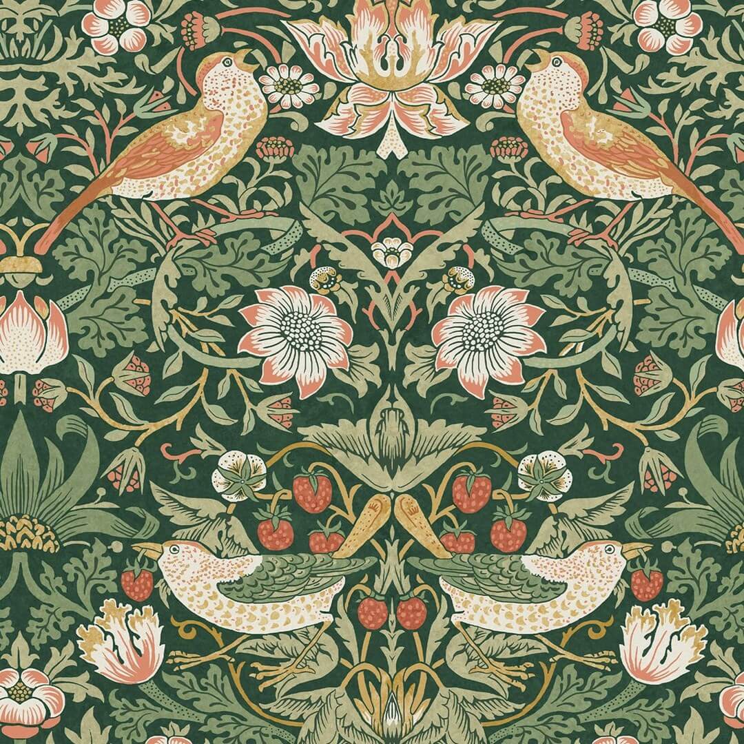 Tapeta botaniczna "Złodziej truskawek" Graham & Brown Strawberry Thief 124234 William Morris At Home
