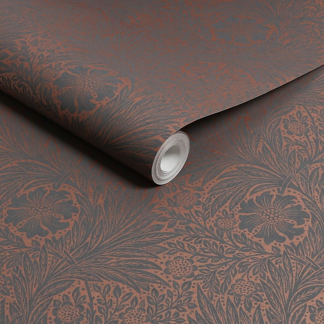 Tapeta kwiaty metaliczna Graham & Brown Marigold Fibrous 124254 William Morris At Home