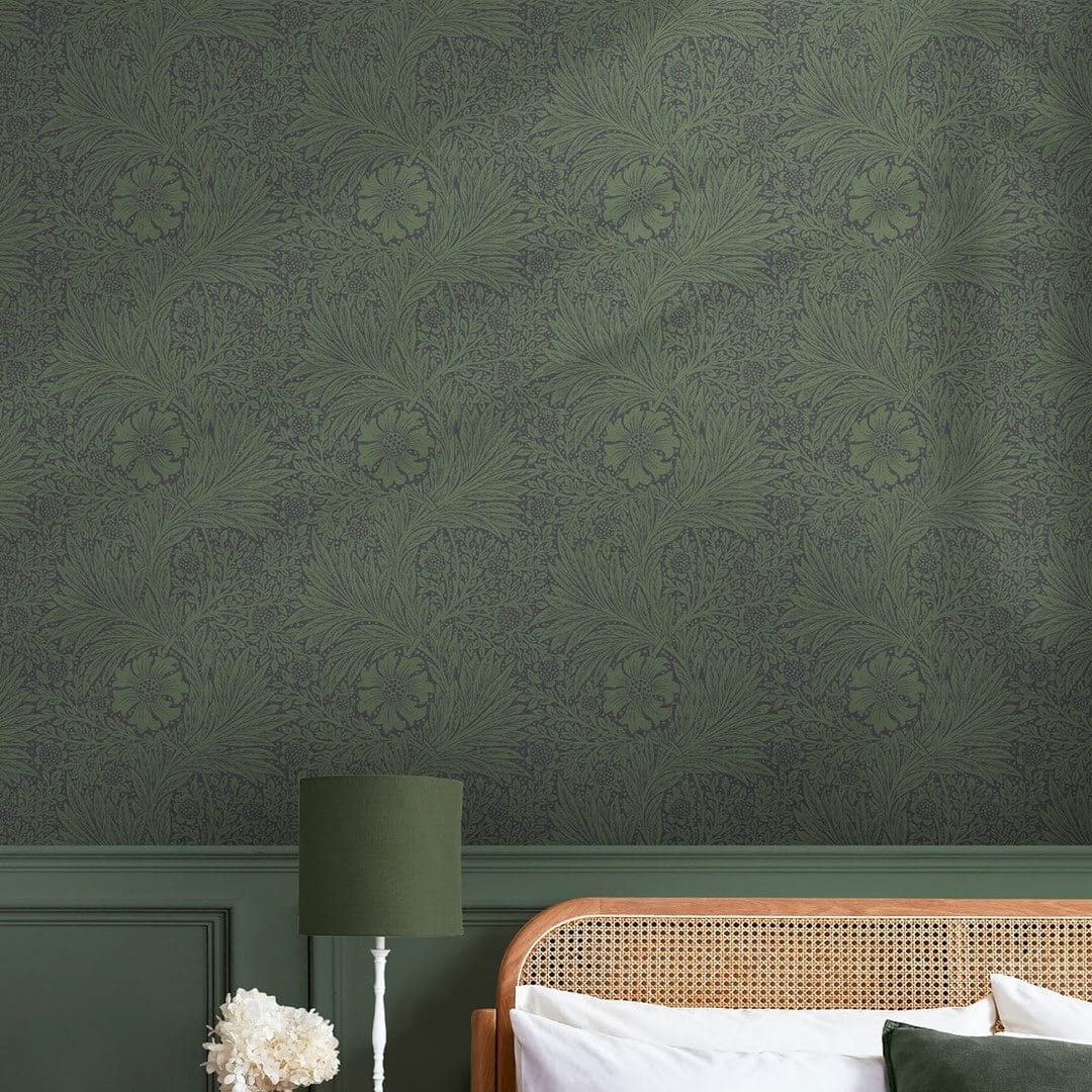 Tapeta kwiaty metaliczna Graham & Brown Marigold Fibrous 124255 William Morris At Home
