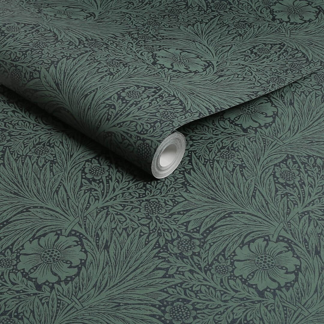 Tapeta kwiaty metaliczna Graham & Brown Marigold Fibrous 124255 William Morris At Home