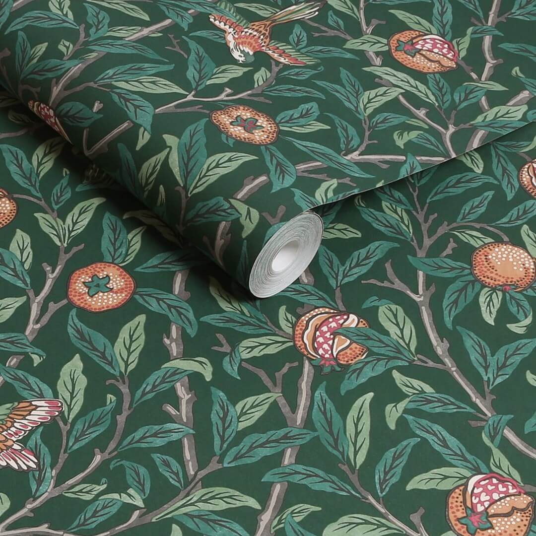 Tapeta botaniczna ptaki i owoce Graham & Brown Bird & Pomegranate 124260 William Morris At Home